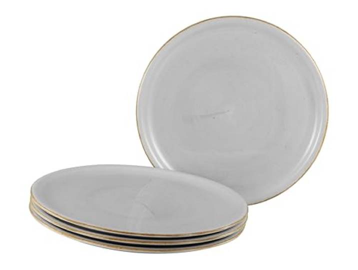 CreaTable\, 34038\, Serie Vintage Nature Stein\, 4-teiliges Geschirrset für 4 Personen\, Pizzateller aus Porzellan\, spülmaschinen- und mikrowellengeeignet\, Made in Europe\, Grau