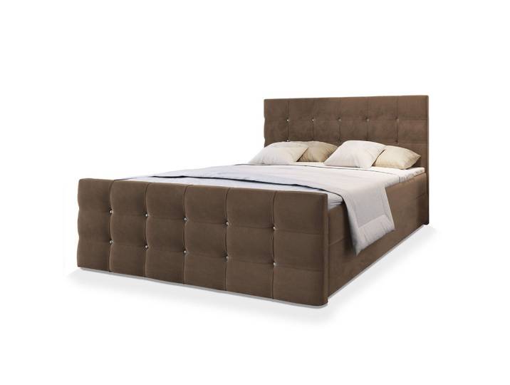 BOXBETT SLAT 140x200 cm mit Matratze und Topper - Braun