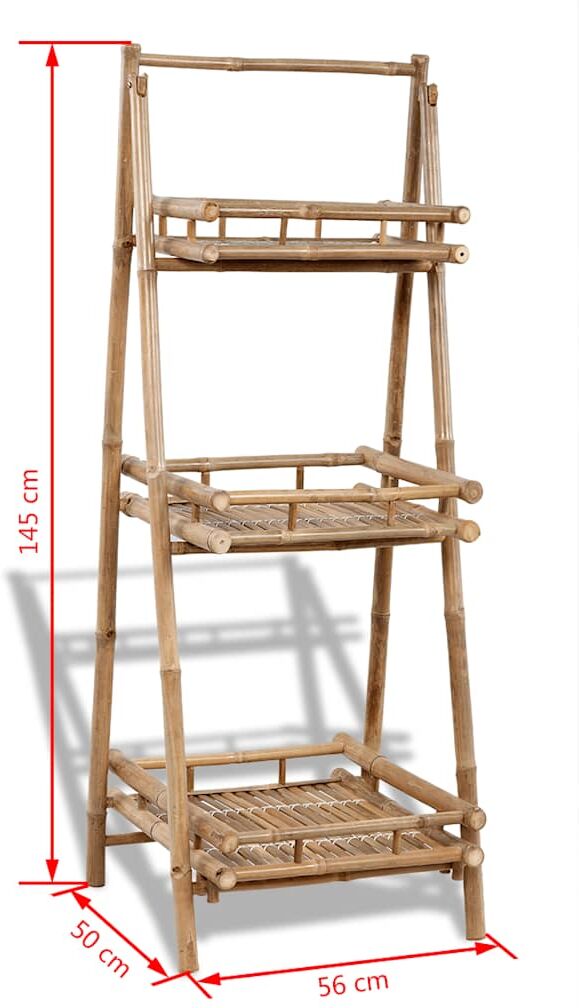 vidaXL Étagère à plantes pliable 3 niveaux Bambou