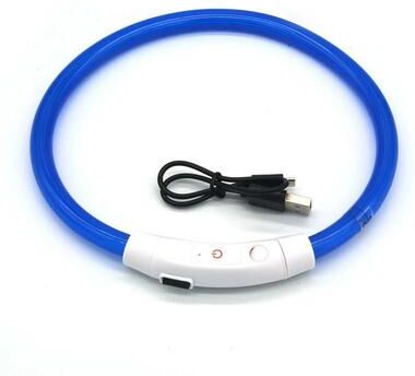 Inspired Finds LED Glowing Dog Collar For Night Safety And Visibility blue 1.64ft