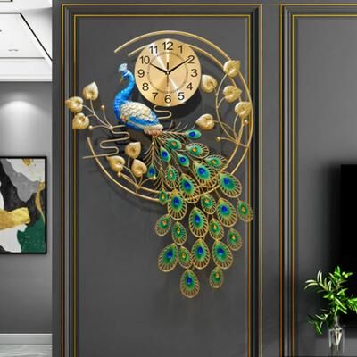 Inspired Living Modern Peacock Metal Wall Clock Elegant Silent Wall Clock Decor Modern Peacock Metal Wall Clock Elegant Silent Wall Clock Decor