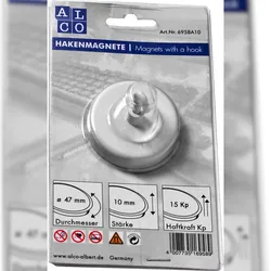 ALCO Hakenmagnet Metall 47mm TG 15000 g weiß Packung mit 10 Stück