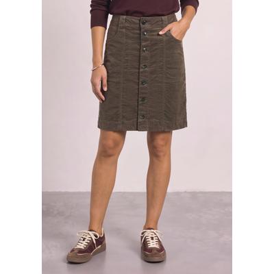 Minirock STREET ONE, Damen, Gr. 38, braun (velvet mocha), Cord, 98% Baumwolle, 2% Elasthan, unifarben, normal normal, Röcke Minirock, mit Knopfleiste