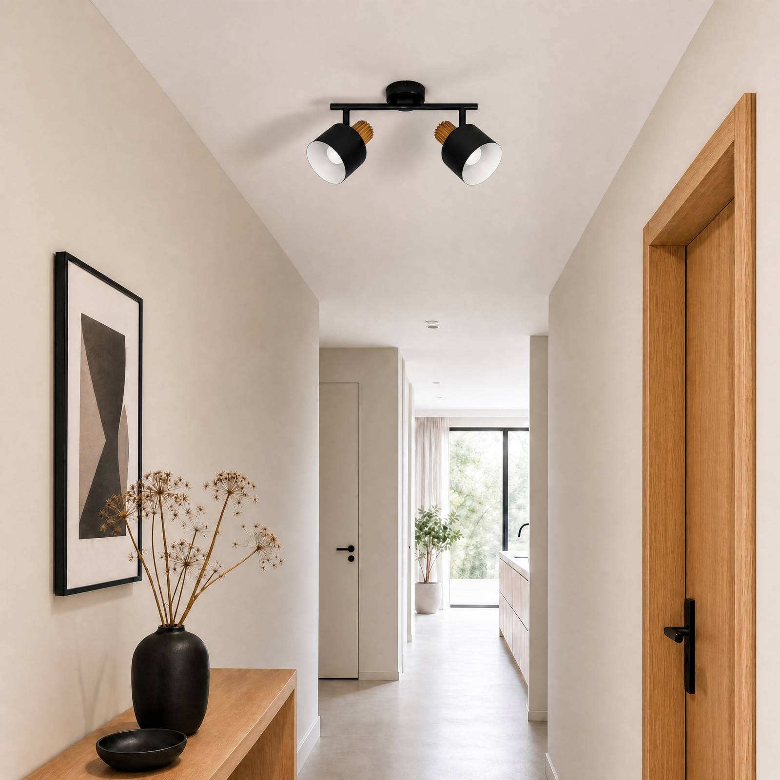 Lindby Deckenstrahler Lenja, 2-flammig, schwarz, E14, Metall Lenja Lindby, dimmbar, schwarz, für Wohn- / Esszimmer, Metall, Modern, Strahler