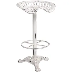 HOCKER aus Metall und Holz, weiß, 44x34x80cm