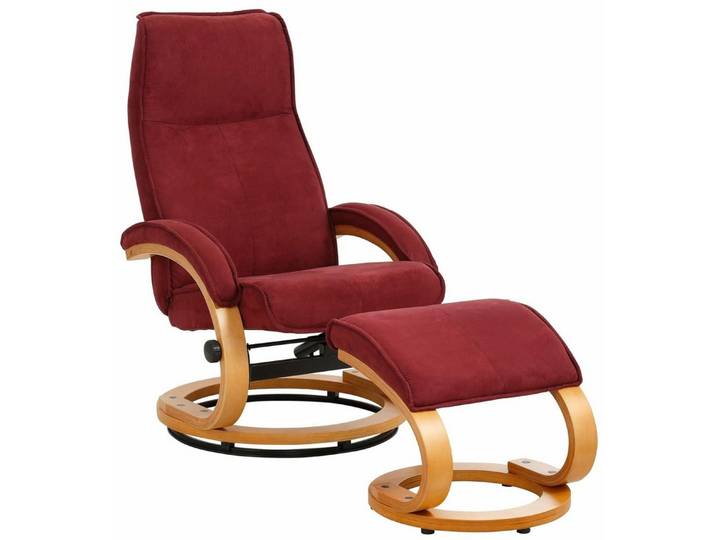 freiraum Relaxsessel Relaxsessel >Porto< Bezug creme, grau oder rot, Mikrofaser/Holz -, inkl. Hocker, Rot, Mikrofaser/Holz - 67x103x85cm (BxHxT)