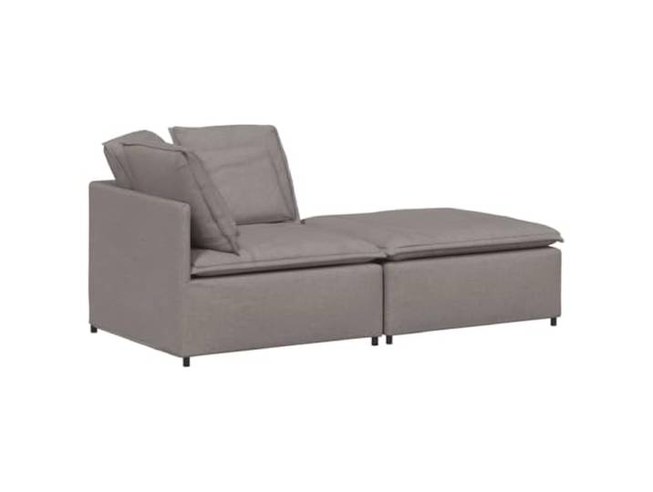 Makastle Modulares Ecksofa mit Fußhocker Stoff Taupe 200x100