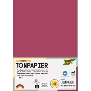 Folia Tonpapier 6327, A3, weinrot, 130g/m², 50 Blatt