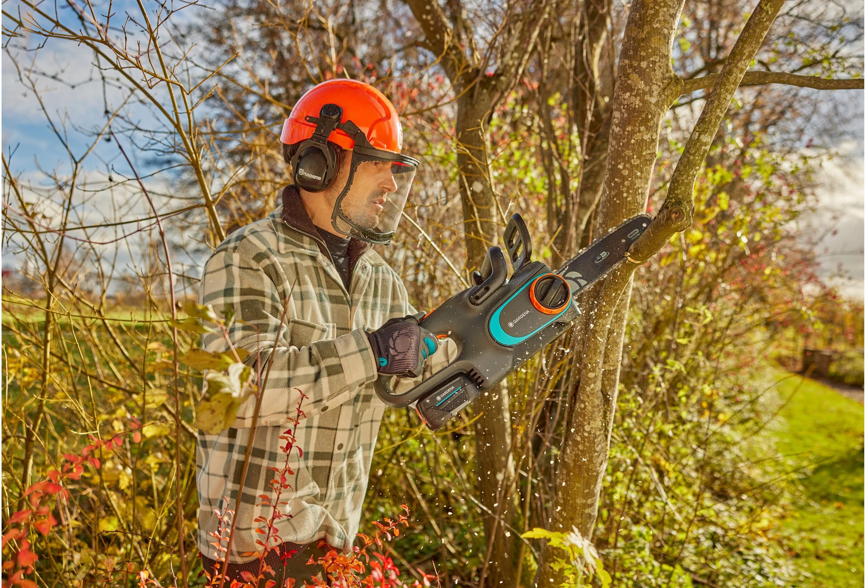 Akku-Kettensäge GARDENA "PowerSaw solo", schwarz (weiß, neutral), Kettensägen, Akku-Kettensäge weiß, neutral Einheitsgröße