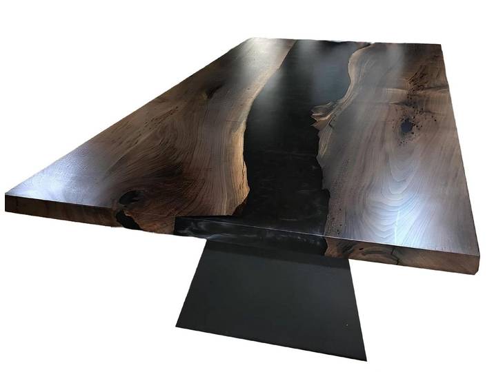 Xlmoebel Esstisch Epoxy-Tisch aus Holz mit Wasserfall-Design (Esstischplate), Hergestellt in Europa
