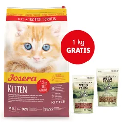 JOSERA Kätzchen 10+1kg + WILD FARM Katzenleckerlis 2x50g