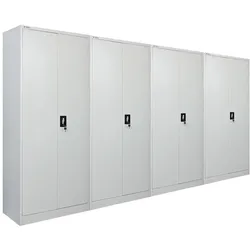 PROREGAL Mega Deal 4x Flügeltürenschrank ELEPHANT Metall Spind komplett montiert abschließbar 180x80x40cm Kleiderstange Stahlschrank Lichtgrau
