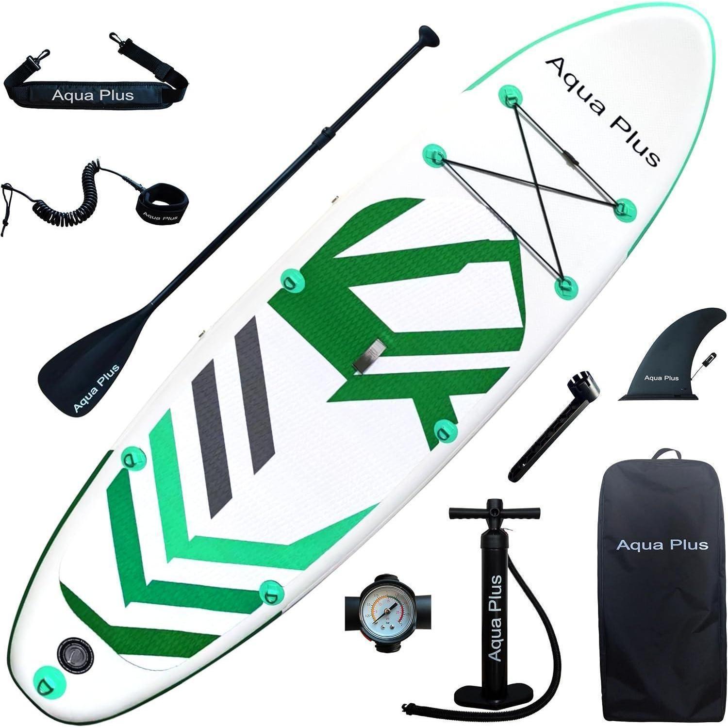 Aufblasbares SUP-Board 335x83x15 cm Weiß Grün Grau Komplettpaket