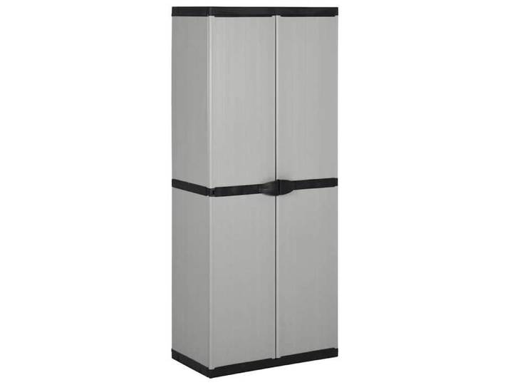 Casier de rangement Gris - Armoire de rangement jardin - 3 étagères Gris/noir 68x40x168cm A16899