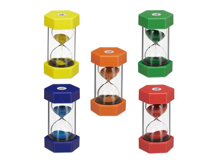 Relaxdays Lot de 5 sabliers colorés XXL