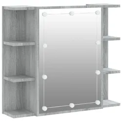 Helloshop26 - Badezimmerspiegelschrank mit LED-Beleuchtung 70 x 16,5 x 60 cm grau 02_0006677
