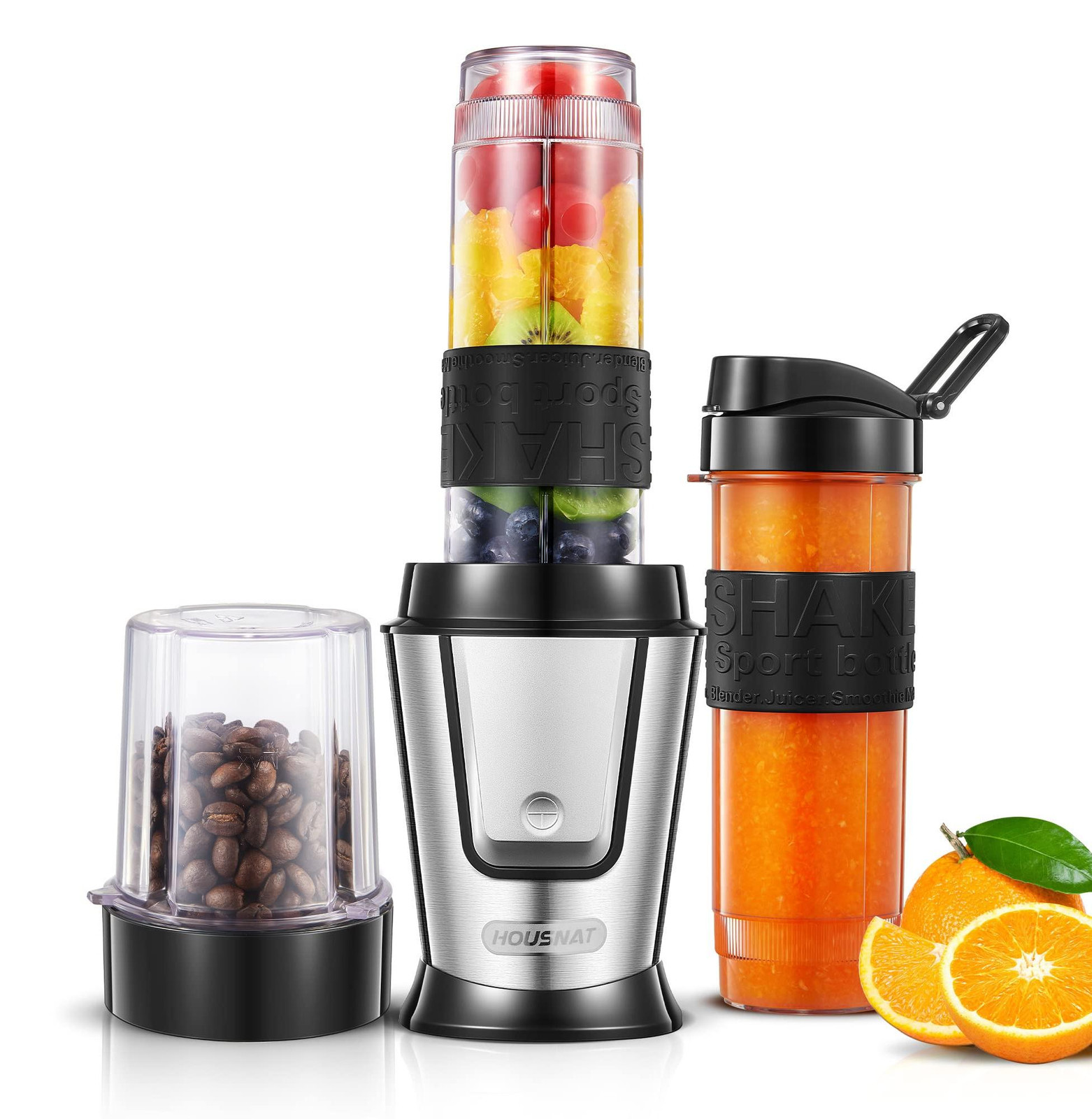 Dripio Draagbare smoothie maker met koffiemolen, 500 W, 2x570 ml