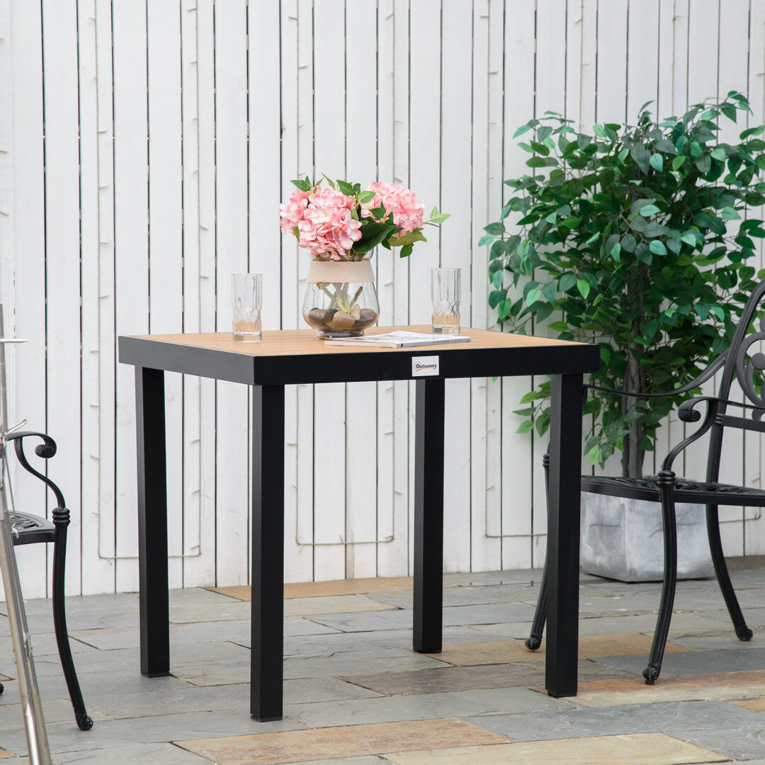 Ebern Designs Outsunny 78 cm Garden Dining Table for 4 People Square Nature