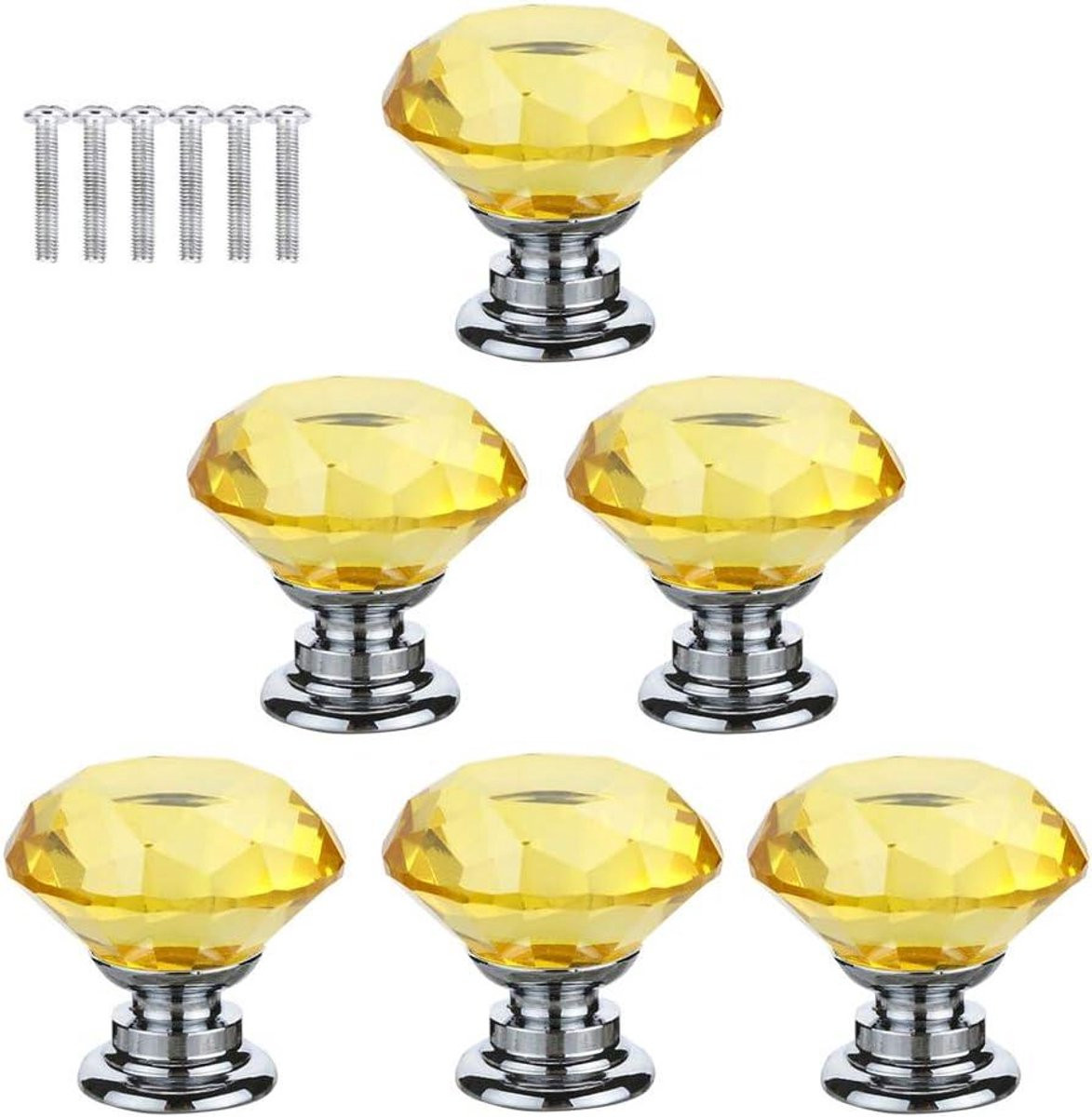 Gele Kristallen Ladehandgrepen - 30 mm - Kastknoppen