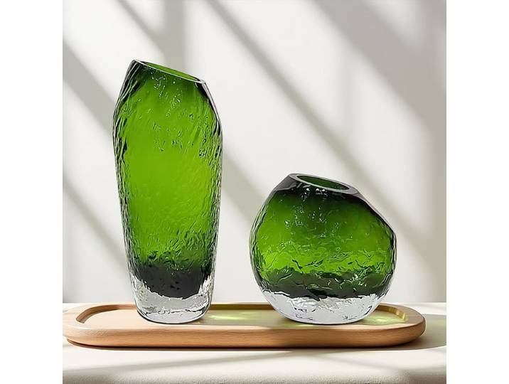 Vase en verre Cubes de glace colorés Verre épais avec Texture transparente Vase à fleurs Terrarium hydroponique Accessoires de décoration pour la maison