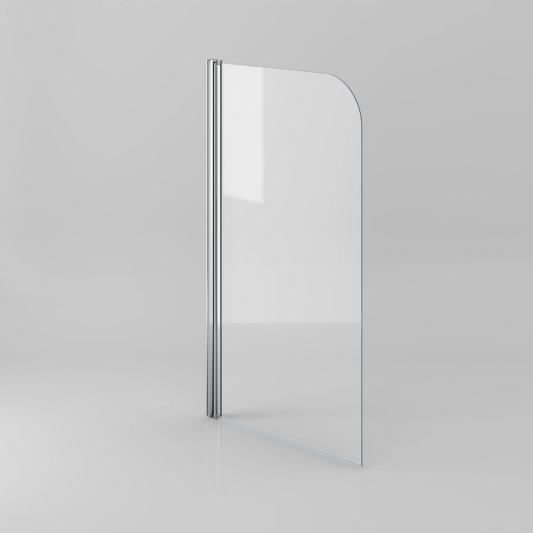iBathUK Visra Modern Pivot Bath Shower Glass Screen, Reversible Clear Glass Door Panel, Bath Shower Screen, 800mm Chrome 140mm H