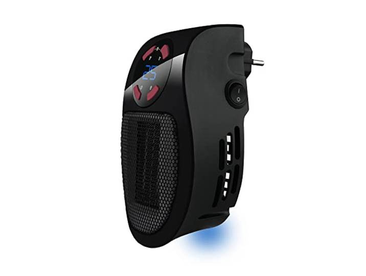Taurus Tropicano Plug Heater Mini Chauffage sur Prise 500W\, Céramique PTC Sans câble\, écran digital\, minuterie jusqu’à 12 h\, 400 g