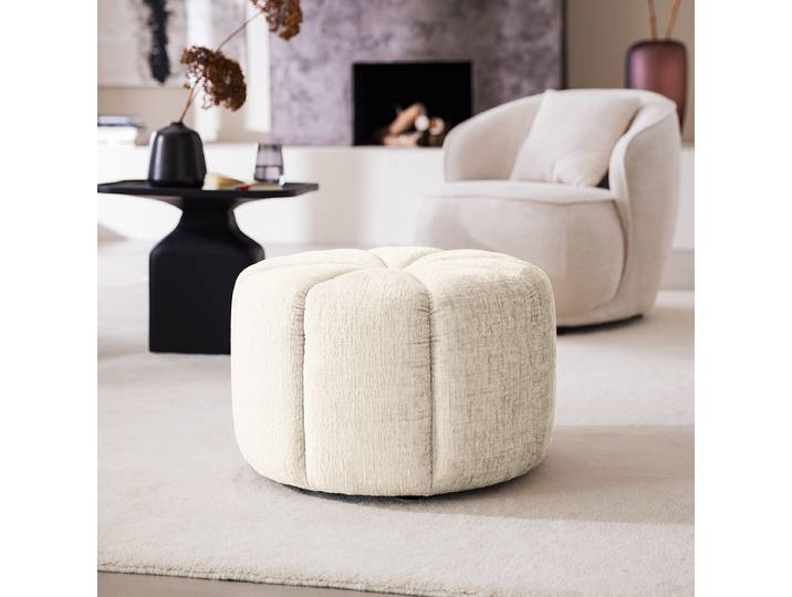 Pouf FORA 60cm Weiß Chenille Buladi: Champagner