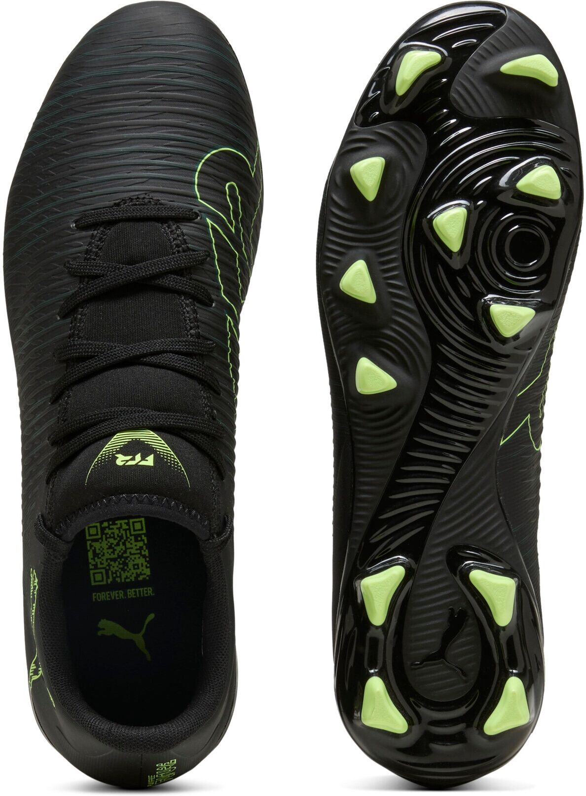 Fußballschuh PUMA "FUTURE 8 PLAY FG/AG", Damen, Gr. 40, grün (puma schwarz, fizzy light, grün terrain), Synthetik, Schuhe Fußballschuh, für Rasen- und Kunstrasenplätze