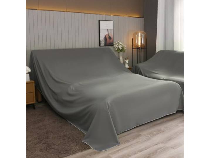 Gleedipre Sofaschutz Haushaltsstaubtuch gebürsteter Stoff Multifunktionales Abdecktuch Modern und schlicht Geeignet für Sofa/Bett/Tisch/TV/Stuhl/Auto Renovierungs-Staubschutz(Grau,480x600cm/189x236in)