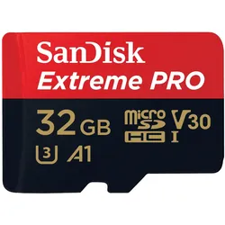 Sandisk Extreme PRO UHS-I V30 (32 GB, microSDHC, U3, UHS-I), Speicherkarte, Schwarz, Rot