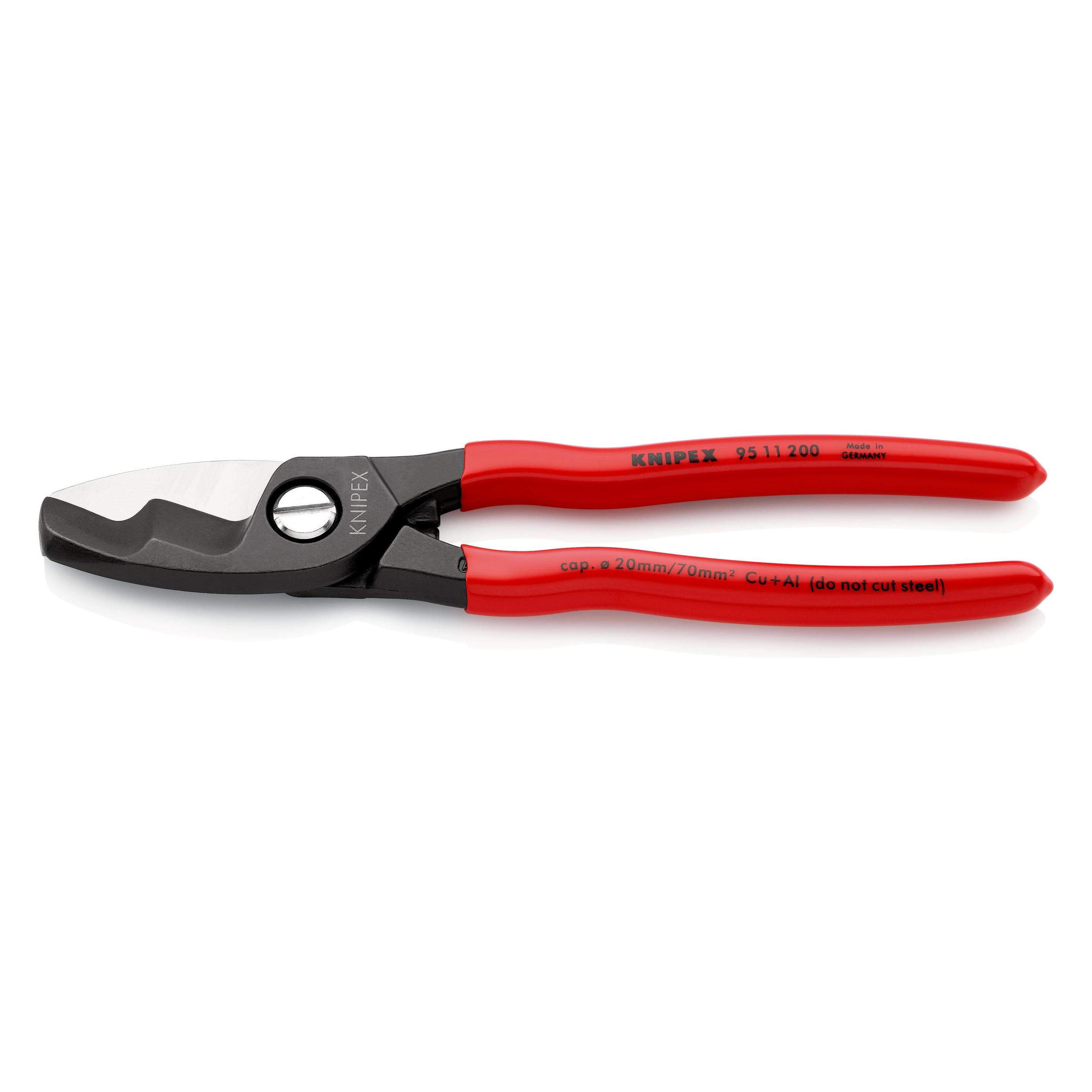 Knipex Kabelschere L.200mm brüniert Griffe Kunststoff überzogen 1-Komponenten / mit Kunststoff überzogen (200 mm) (95 11 200 SB)