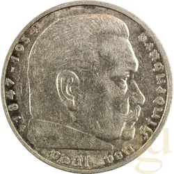 5 Reichsmark Silbermünze Hindenburg