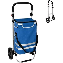 Relaxdays Klappbarer Einkaufstrolley 45 l Blau,Schwarz,Silber