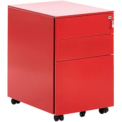 AKTENSCHRANK Metall rot 3 Schubladen mit Rollen Cami