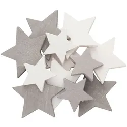 Streuteile "Sterne", weiß-grau, 4–6 cm, 12 Stück