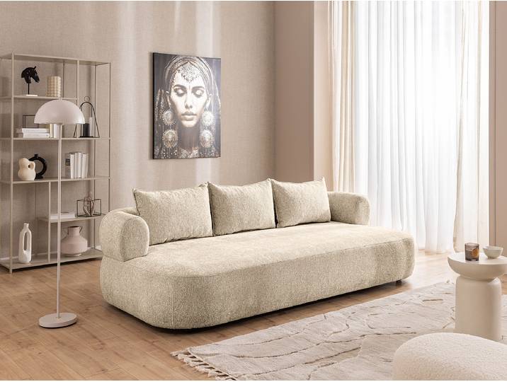 Big-Sofa Beige Chenille Tomris 240 x 76 x 122cm Glamour