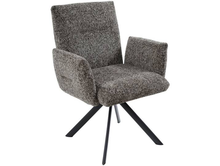 Armlehnstuhl, Braun & Schwarz, 68x88x66 cm, Metall & Textil, 360° Drehbar, Konisch