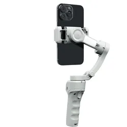 Selencia Gimbal-Stabilisator mit LED-Beleuchtung und Stativ, Selfie Stick, Grau