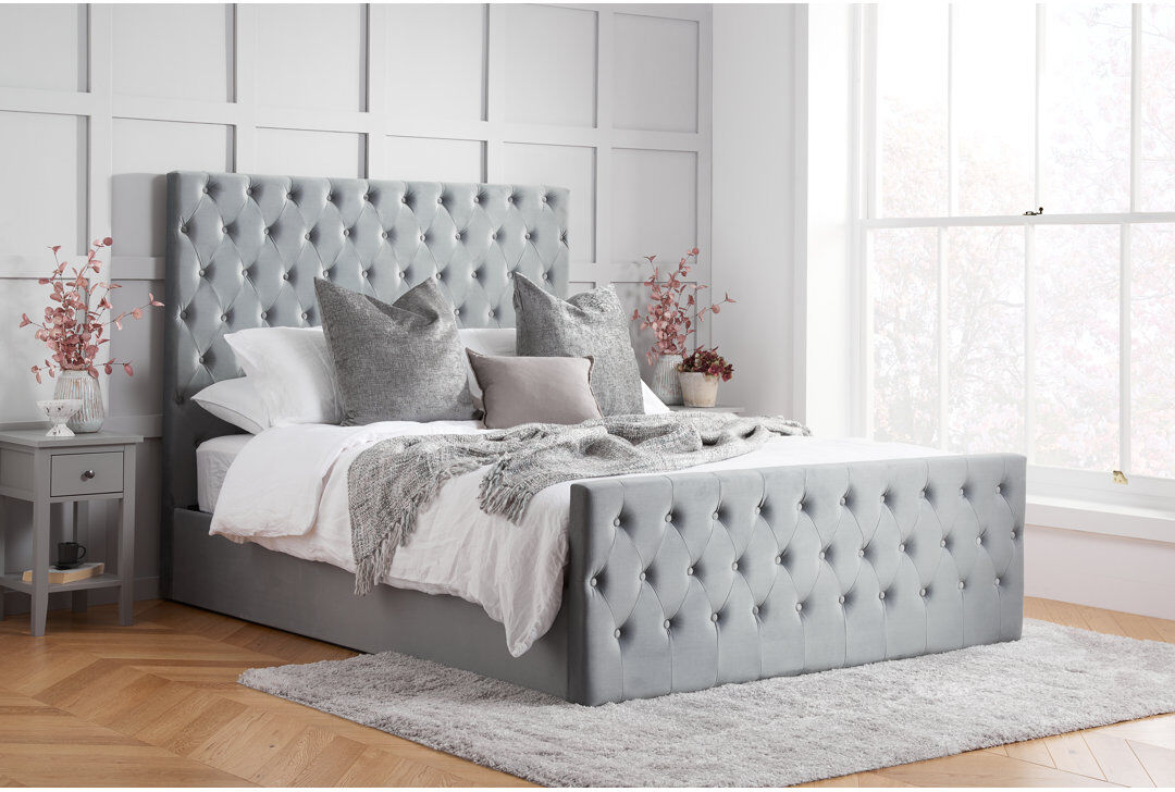 Ophelia & Co. Evelien Upholstered Ottoman Bed Gray Super King (6')