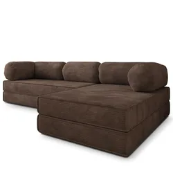ECKSOFA ETERA modulares Boneless Sofa mit Schlaffunktion Braun Kordstoff