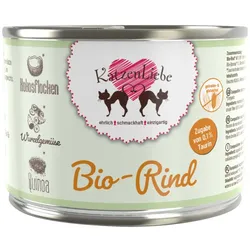 Katzenliebe 200 Gramm Katzennassfutter 12 x 200 Gramm Bio Rind mit Schwarzwurzel