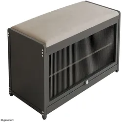 HTI-Living, Schuhschrank, Schuhschrank mit Schiebetür und Sitzkissen Grau (70 x 32 x 45 cm)