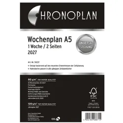 Avery Zweckform Taschenkalender Kalendereinlage »Chronoplan Wochenplan 2027« A5, 14.8x21 cm