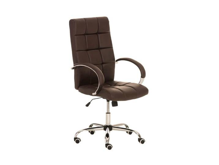 Fauteuil de bureau à roulettes en cuir artificiel marron BUR10011