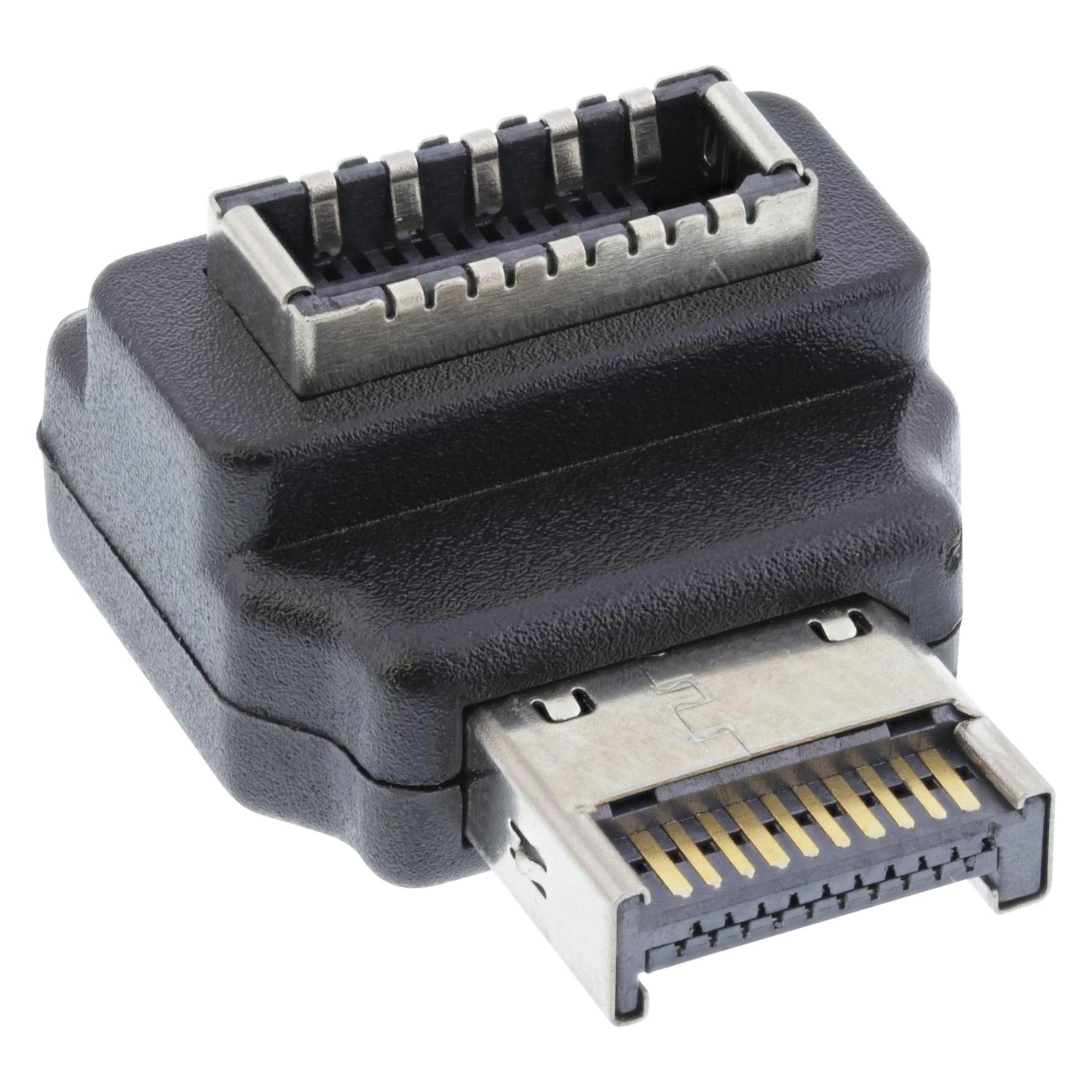 InLine USB 3.2 Adapter intern, Frontpanel USB-E Stecker zu USB-E Buchse 90° (33446N)