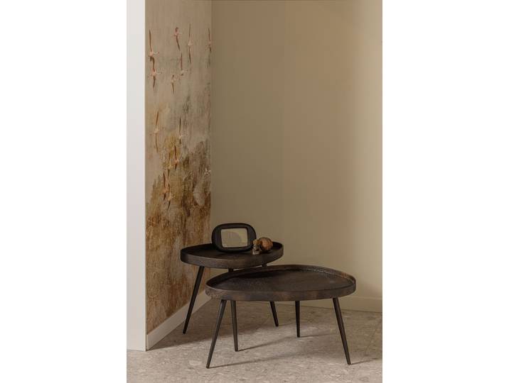 Beistelltisch WOOOD Crude mit Multiplex-Zinkbeschichtung und Metallbeinen 71 x 52 x 39 cm , braun (antikbronze), B:71cm H:39cm T:52cm, Tische, Beistelltisch, 2er-Set, unterschiedliche Größen im Set, Tragkraft je 15 kg