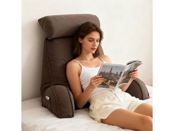 Grand oreiller de dossier avec appui-tête, coussin de taille de canapé détachable, coussin de lecture couché, oreiller de dossier de lit pour soulager la douleur