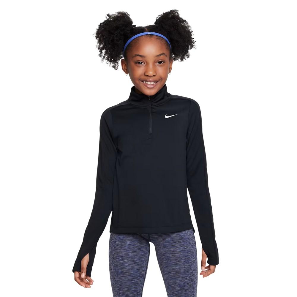 Nike - Oberteil für Mädchen, mit halbem Reißverschluss, Dri-FIT, Langärmlig (Schwarz)