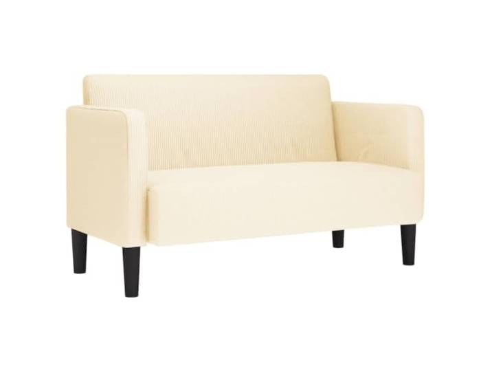 IBUQDDV Zweisitzer-Sofa Creme 109 cm Cordstoff Cordbezug mit parallelen Rillen, Schaumstoff und Feder, Sperrholzrahmen, stützende Beine, Sperrholz-Armlehnen