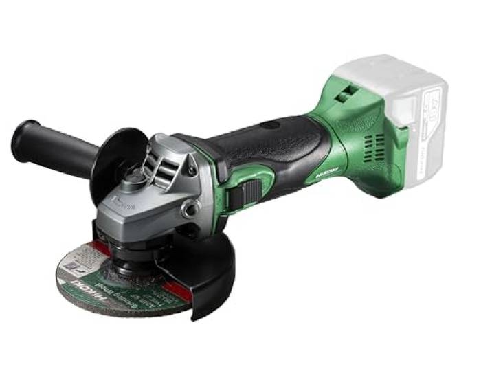 HIKOKI Akku Winkelschleifer\, G18DSL2W5Z (Basic)\, Grün-schwarz Interrupteur coulissant\, protection contre le redémarrage\, protection contre les surcharges\, blocage de broche